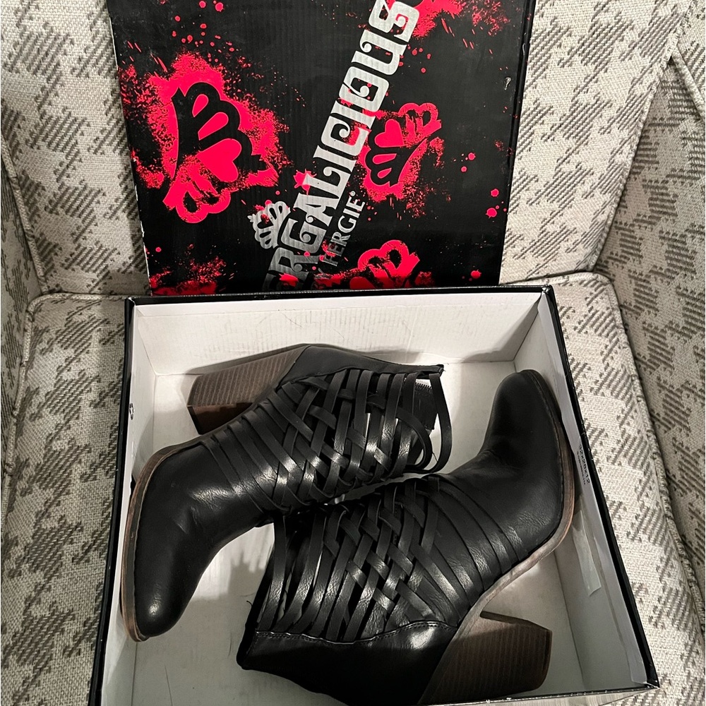Black Fergie ankle boots